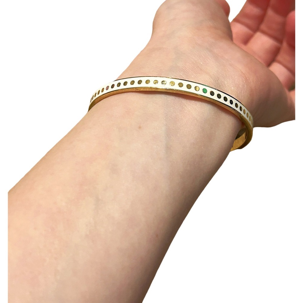 Vintage Kate Spade “Et Cetera” Gold Tone Polka Dot Bangle - Picture 2 of 7